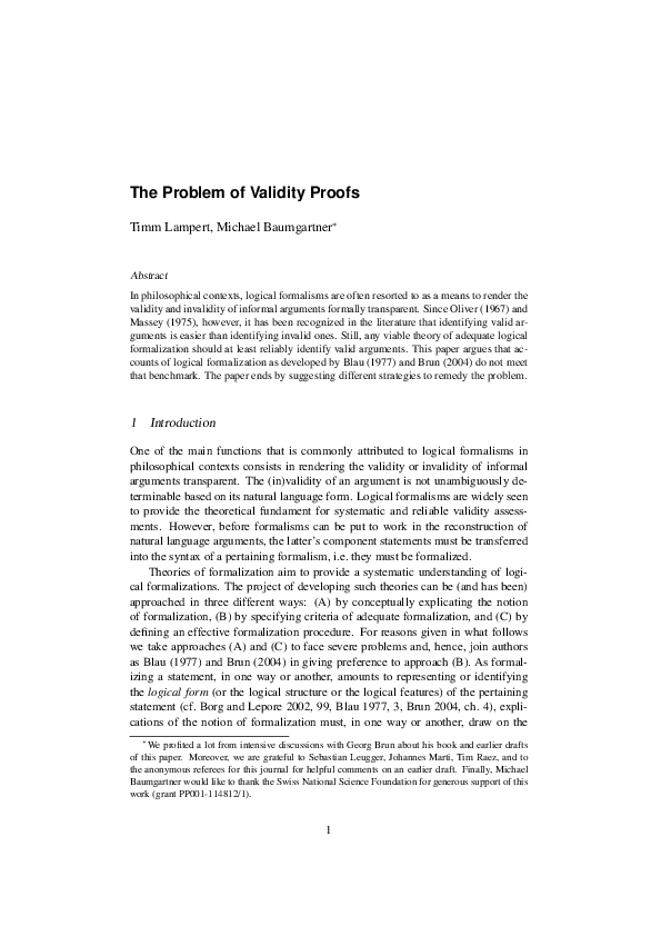 (PDF) The Problem of Validity Proofs