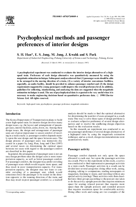 (PDF) Psychophysical methods and passenger preferences of interior designs