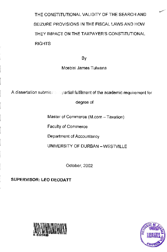 (PDF) The constitutional validity of the search and seizure provisions ...