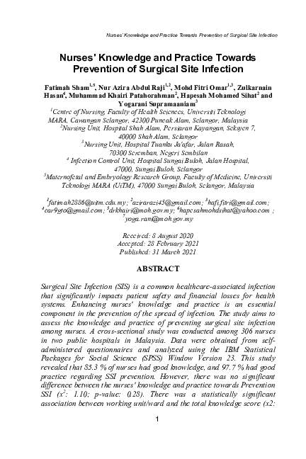 (PDF) Nurses' Knowledge and Practice Towards Prevention of Surgical ...