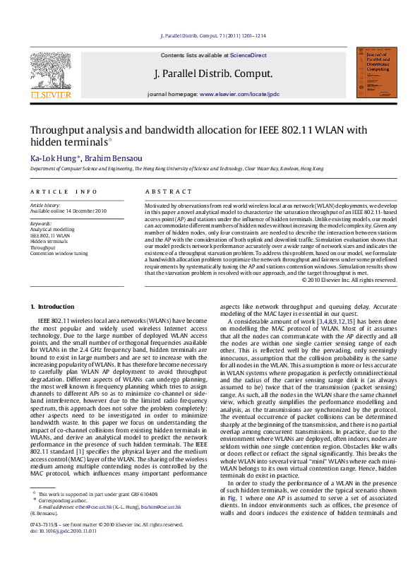 (PDF) Throughput analysis and bandwidth allocation for IEEE 802.11 WLAN ...