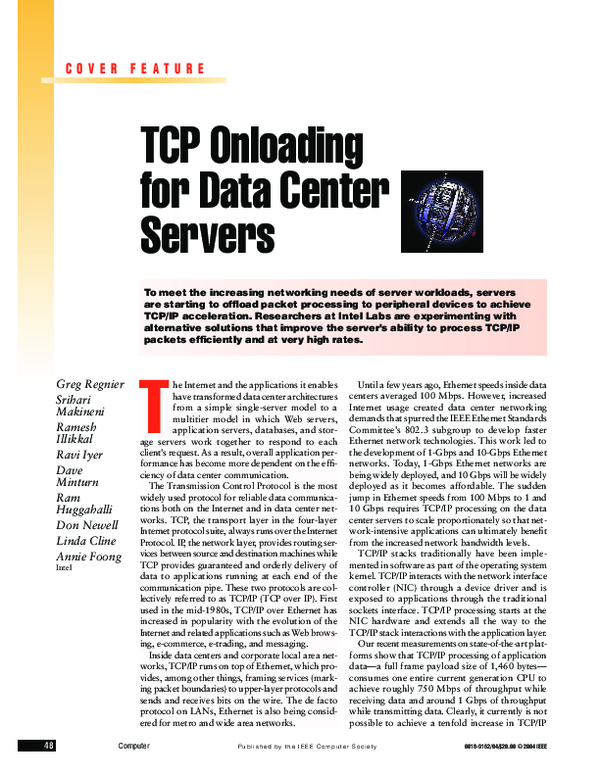 (PDF) TCP onloading for data center servers