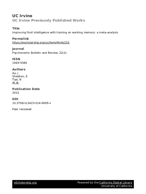 (PDF) Improving fluid intelligence with training on working memory