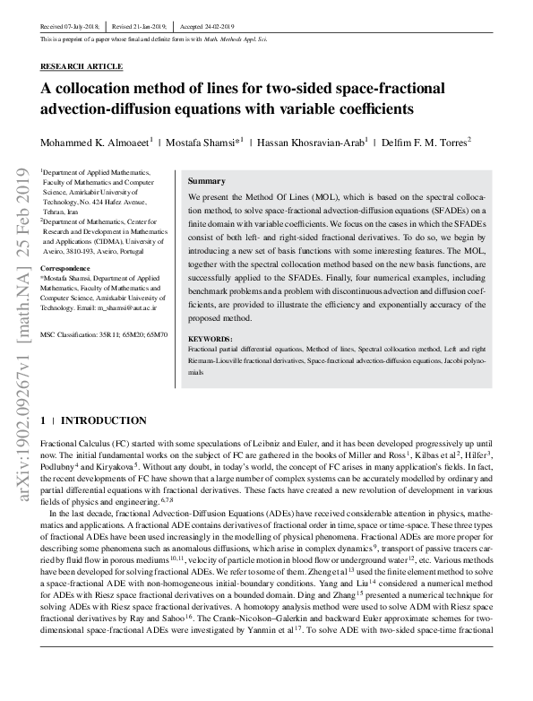 (PDF) A collocation method of lines for two‐sided space‐fractional ...