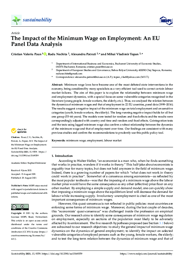 (PDF) The Impact of the Minimum Wage on Employment: An EU Panel Data ...
