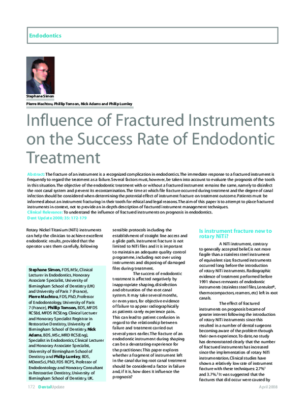 (PDF) Influence of fractured instruments on the success rate of