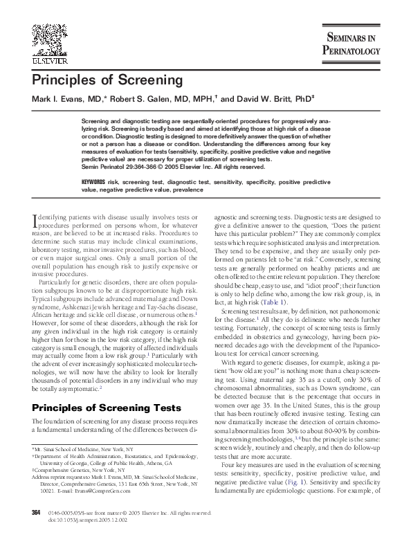 (PDF) Principles of Screening
