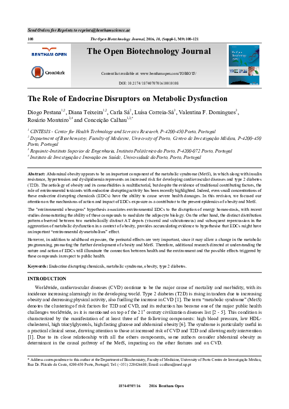 (PDF) The Role of Endocrine Disruptors on Metabolic Dysfunction