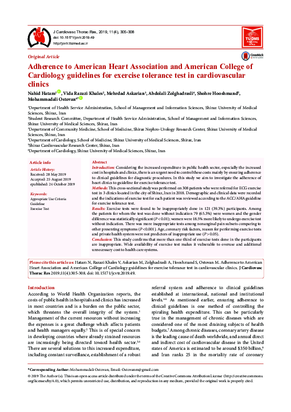 (PDF) Adherence to American Heart Association and American College of ...