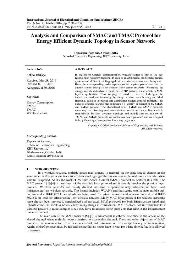 (PDF) Analysis and Comparison of SMAC and TMAC Protocol for Energy ...