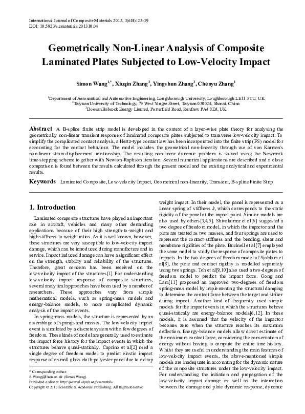 (PDF) Geometrically Non-Linear Analysis of Composite Laminated Plates ...