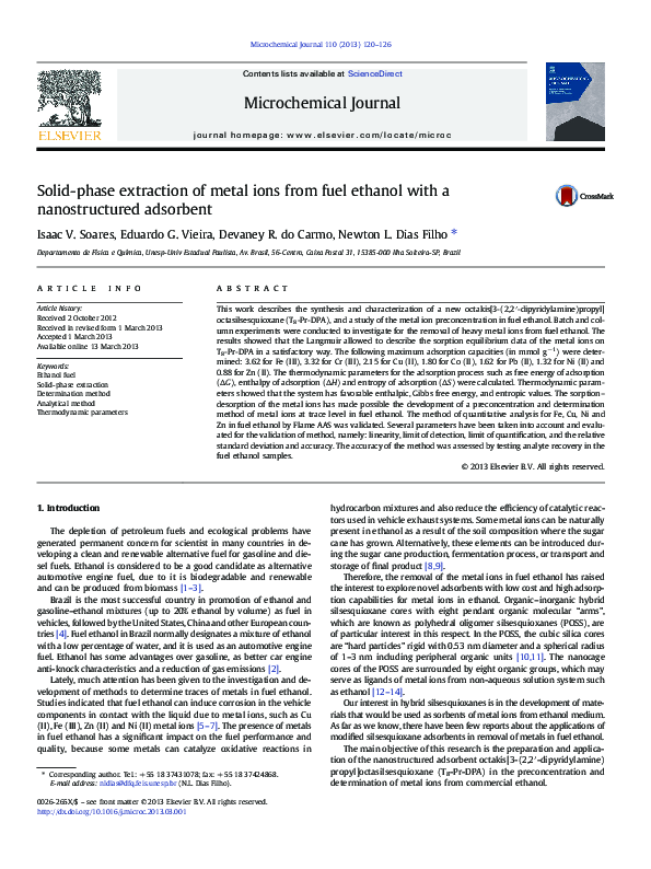 (PDF) Solid-phase extraction of metal ions from fuel ethanol with a ...