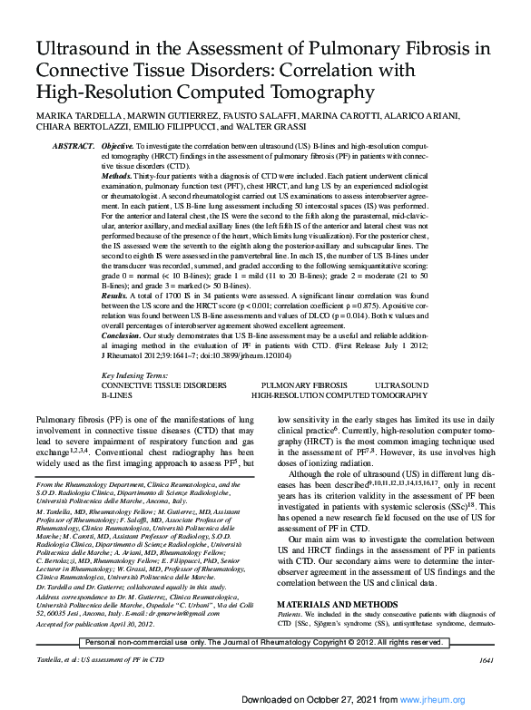 (PDF) Ultrasound in the Assessment of Pulmonary Fibrosis in Connective ...
