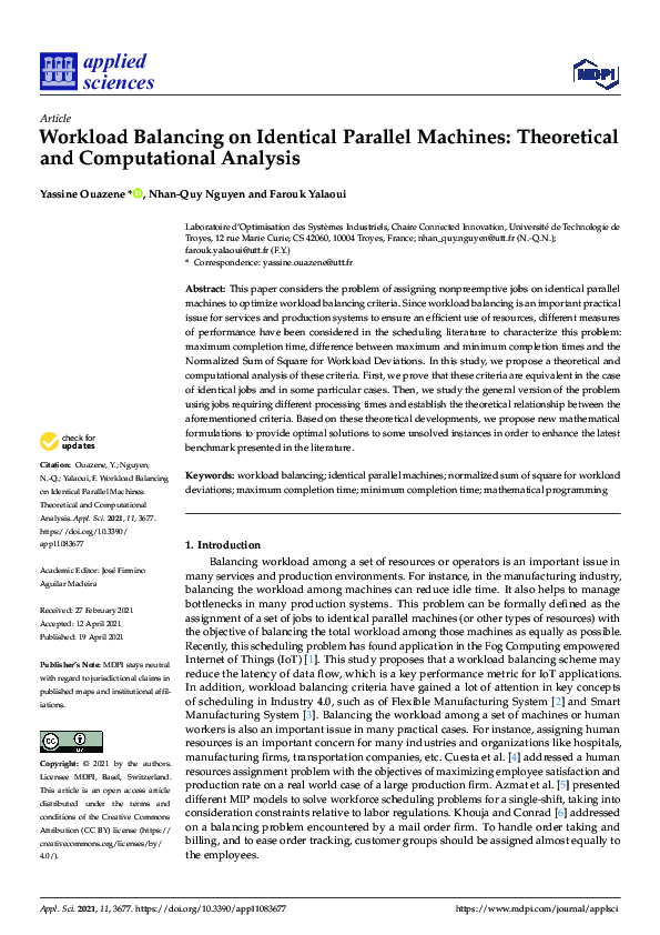 (PDF) Workload Balancing on Identical Parallel Machines: Theoretical ...