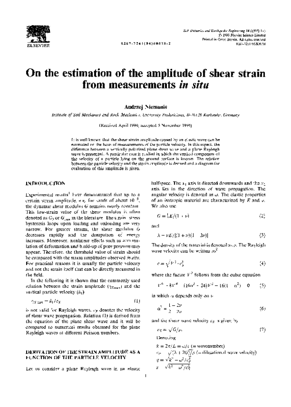 (PDF) On the estimation of the amplitude of shear strain from ...