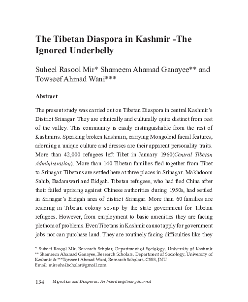 (PDF) The Tibetan Diaspora in Kashmir -The Ignored Underbelly Suheel ...