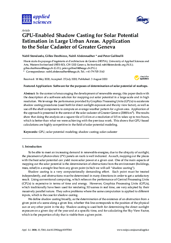(PDF) GPU-Enabled Shadow Casting for Solar Potential Estimation in ...