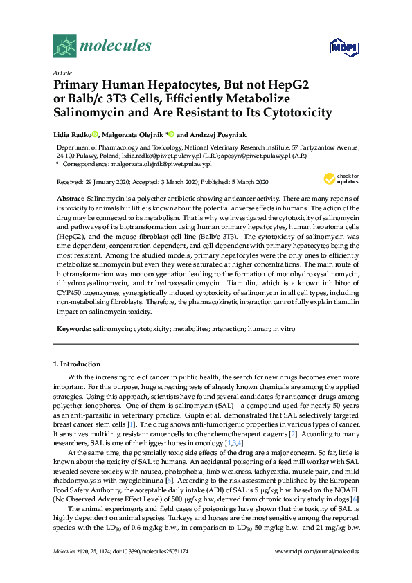 (PDF) Primary Human Hepatocytes, But not HepG2 or Balb/c 3T3 Cells ...