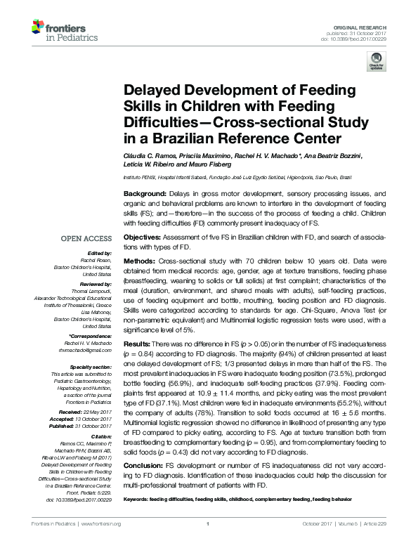 (PDF) Delayed Development of Feeding Skills in Children with Feeding ...