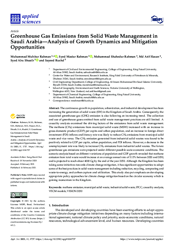 (PDF) Greenhouse Gas Emissions from Solid Waste Management in Saudi ...