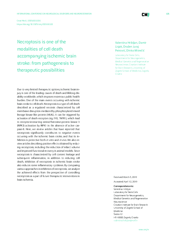 (PDF) Necroptosis is one of the modalities of cell death accompanying ...