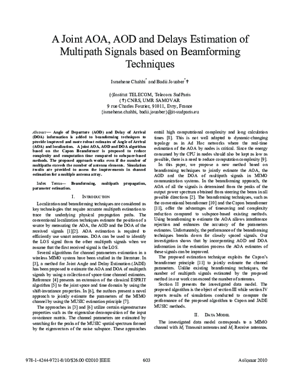(PDF) A joint AOA, AOD and delays estimation of multipath signals based ...