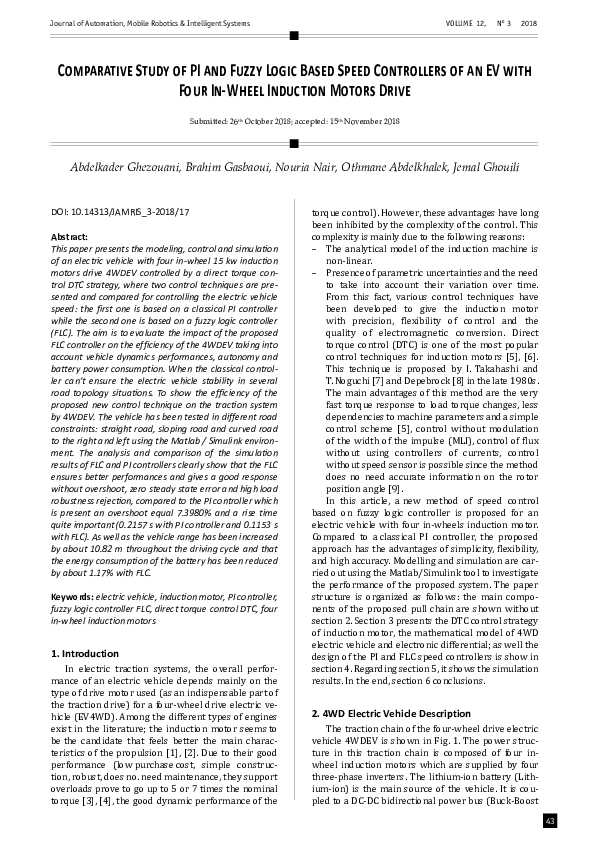 (PDF) Comparative Study of PI and Fuzzy Logic Based Speed Controllers ...