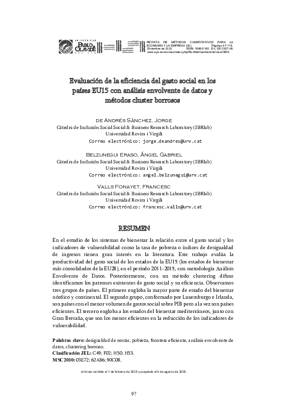 (PDF) Evaluación de la eficiencia del gasto social en los países EU15 ...