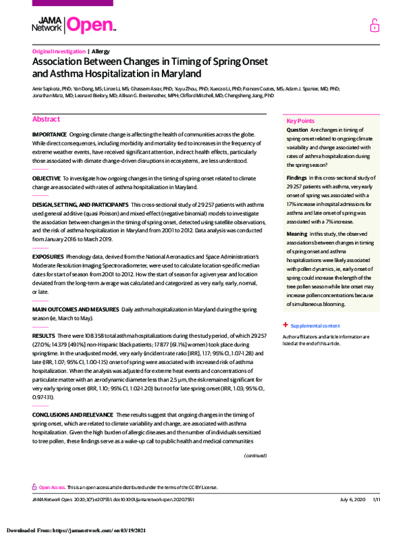 (PDF) Association Between Changes in Timing of Spring Onset and Asthma ...