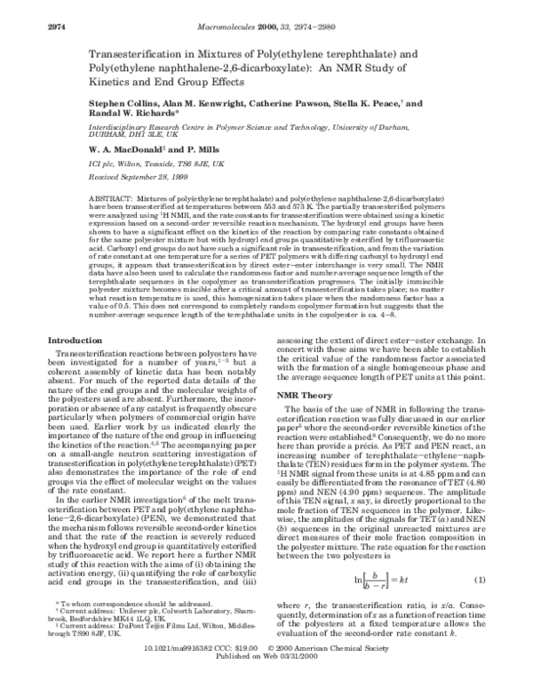 (PDF) Transesterification in Mixtures of Poly (ethylene terephthalate ...