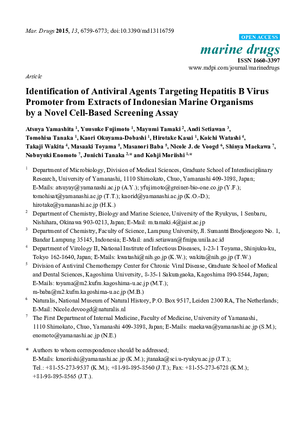 (PDF) Identification of Antiviral Agents Targeting Hepatitis B Virus ...
