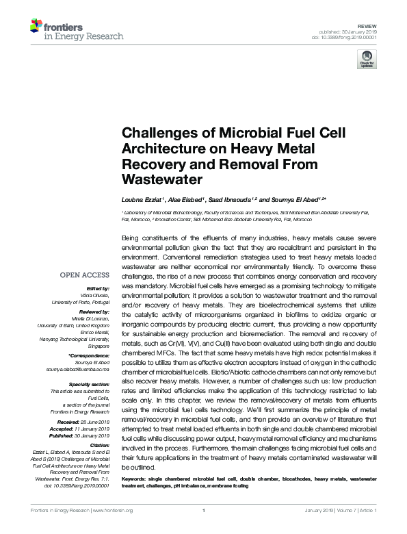 (PDF) Challenges of Microbial Fuel Cell Architecture on Heavy Metal ...