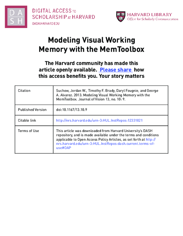 (PDF) Modeling visual working memory with the MemToolbox