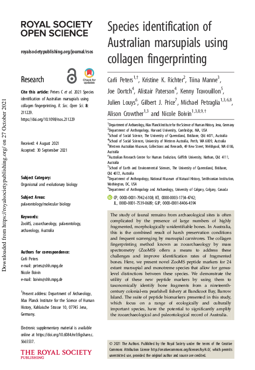 (PDF) Species identification of Australian marsupials using collagen ...