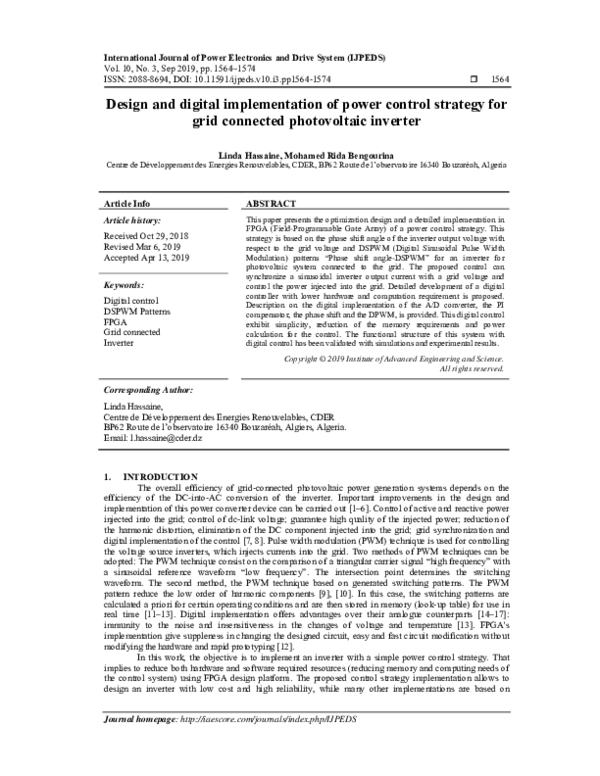 (PDF) Design and digital implementation of power control strategy for ...