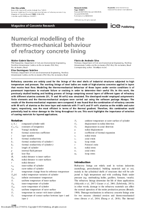 (PDF) Numerical modeling of the thermo-mechanical behavior of ...