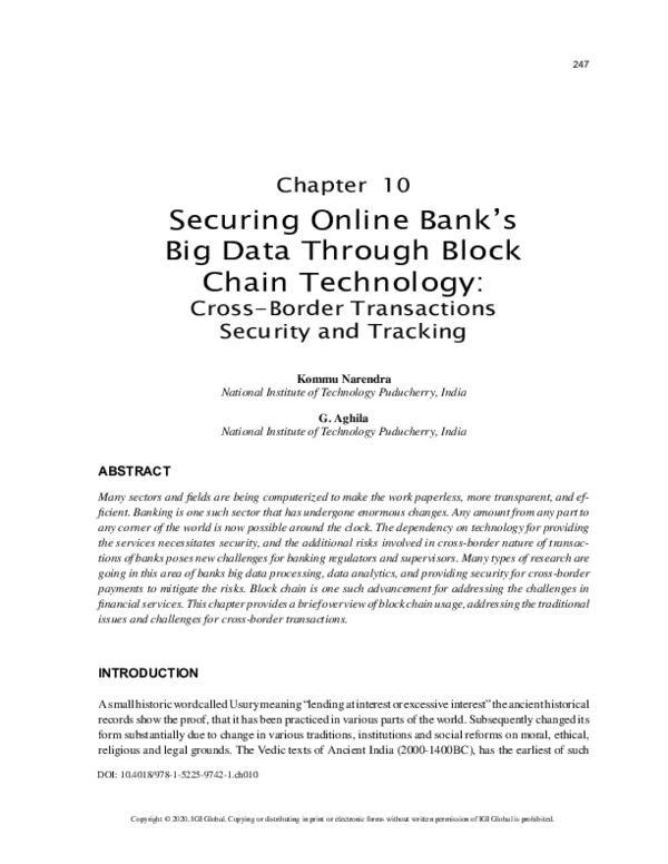(PDF) Securing Online Bank's Big Data Through Block Chain Technology