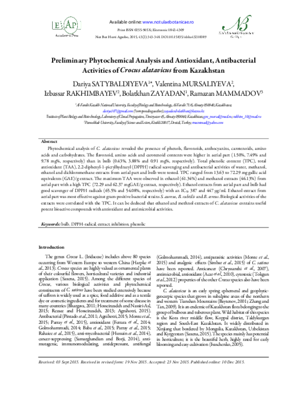 (PDF) Preliminary Phytochemical Analysis and Antioxidant, Antibacterial ...