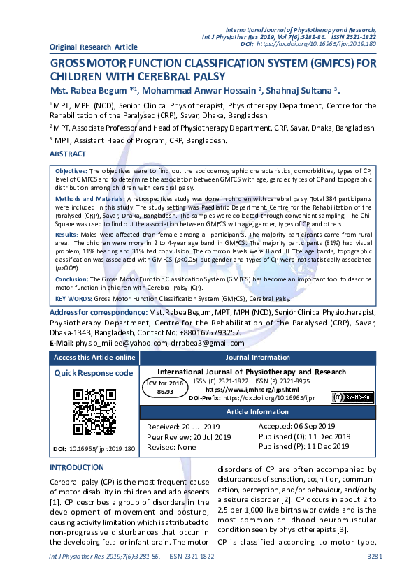 (PDF) Gross Motor Function Classification System (GMF-CS