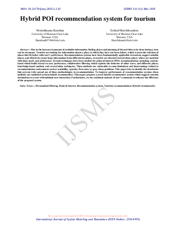 (PDF) Hybrid POI Recommendation System for Tourism