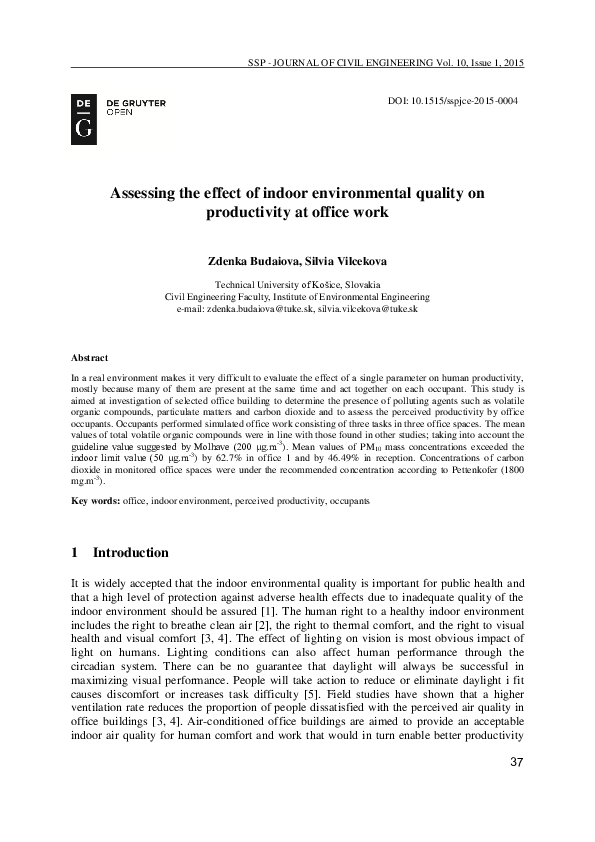 (PDF) Assessing the effect of indoor environmental quality on ...