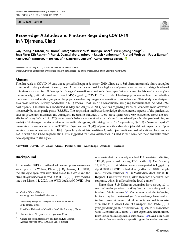 (PDF) Knowledge, Attitudes and Practices Regarding COVID‑19 in N ...