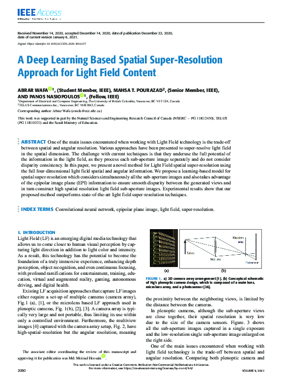 (PDF) A Deep Learning Based Spatial Super-Resolution Approach for Light ...