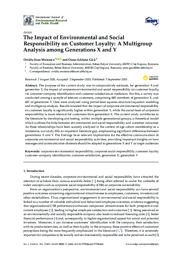 (PDF) The Impact of Environmental and Social Responsibility on Customer ...