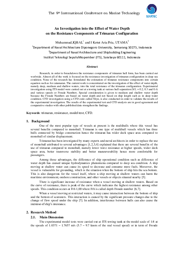 (PDF) An Investigation into the Effect of Water Depth on the Resistance ...