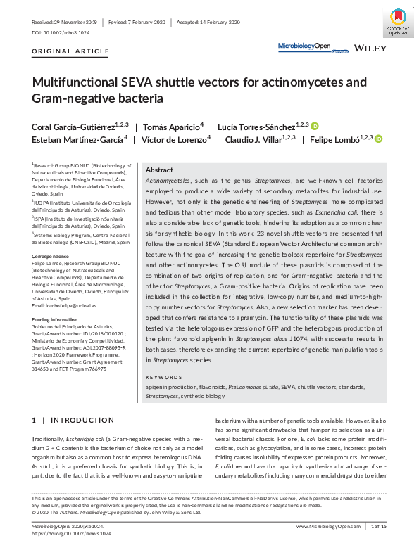 (PDF) Multifunctional SEVA shuttle vectors for actinomycetes and Gram ...