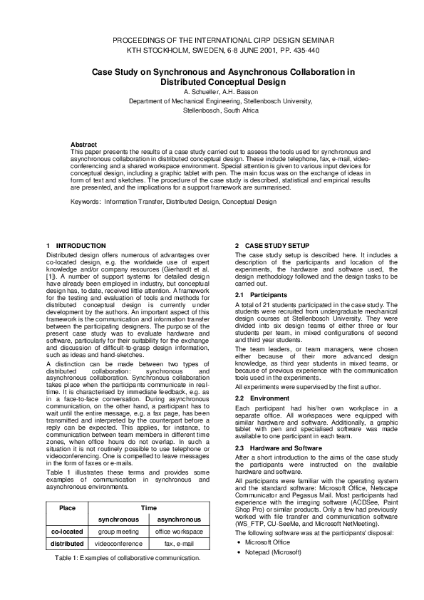 (PDF) Case Study on Synchronous and Asynchronous Collaboration in ...