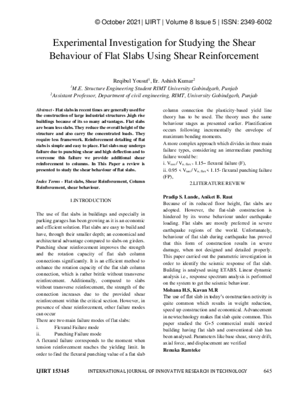 (PDF) Experimental Investigation for Studying the Shear Behaviour of ...
