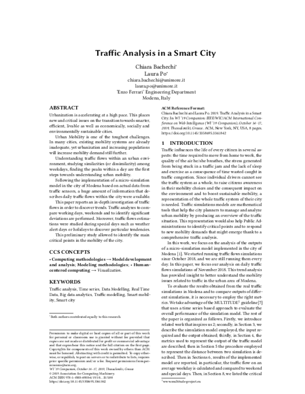 (PDF) Traffic Analysis in a Smart City