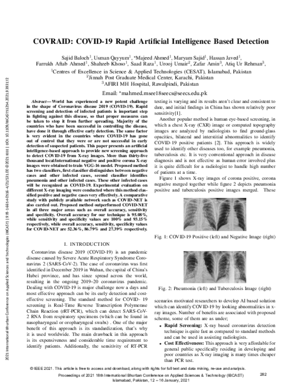 (PDF) COVRAID: COVID-19 Rapid Artificial Intelligence Based Detection
